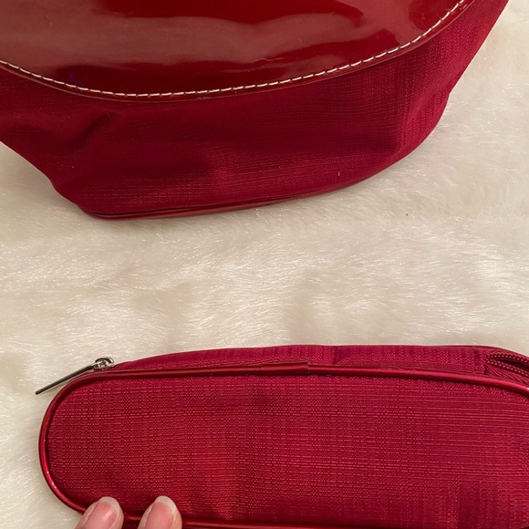 Red Bucket Tote with Matching Case for Lip Liners and Eyeliners - Picture 3 of 9